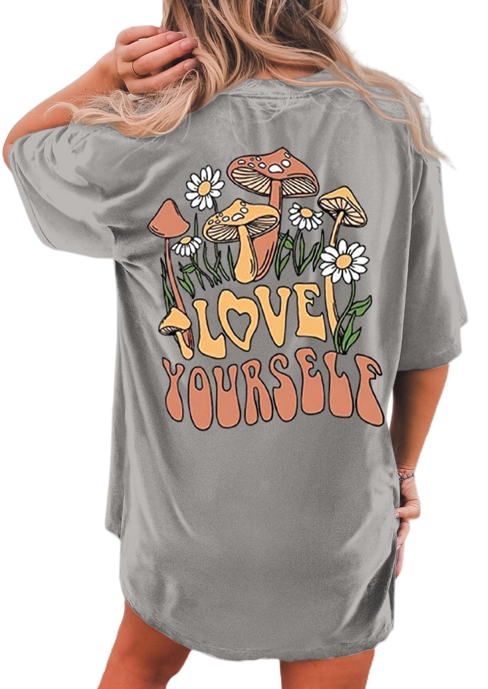 CSDAJIO Women's Trendy Oversized T Shirt Graphic Tee Crewneck Short Sleeve Loose Cute Going Out Summer Tops