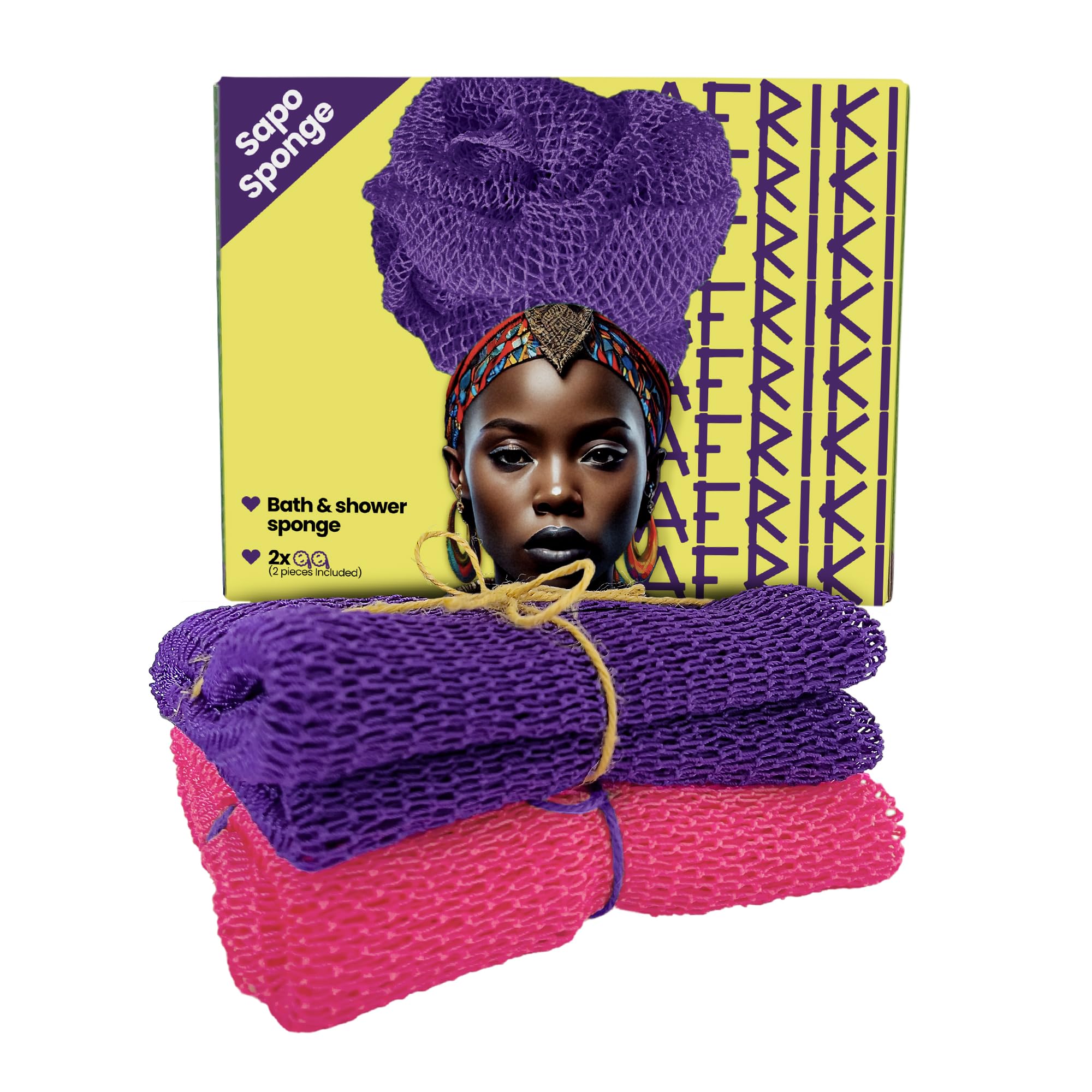 AFRIKI African Net Sponge – Exfoliating Body Scrubber, Black Owned & Rooted in Africa, All Skin Types | 45 in Long