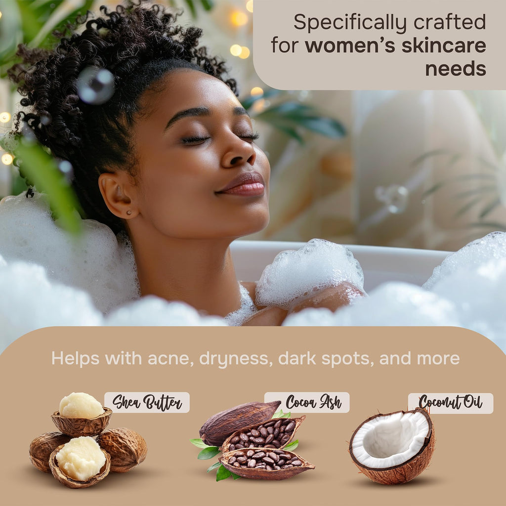 African Black Soap and Shea Butter Body Wash, Shower Gel, Promotes Acne Treatment, Contains All Natural Extracts, Vegan, and Sulfate-Free Body Scrub