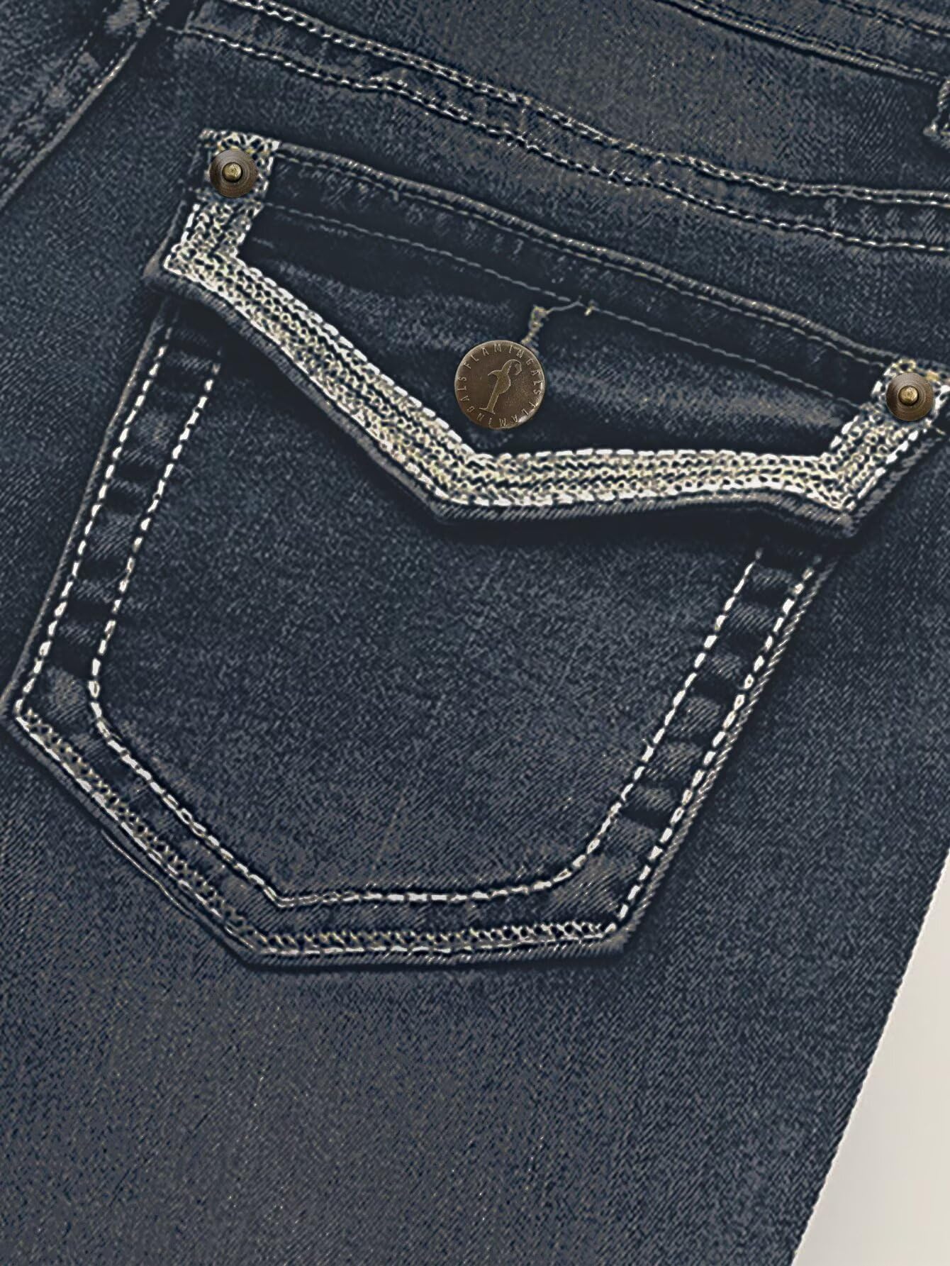 Flamingals Boot Cut Jeans for Women Trendy Stretch Jeans Butt Lifting Tummy Control Denim Pants Sea Blue 2XL