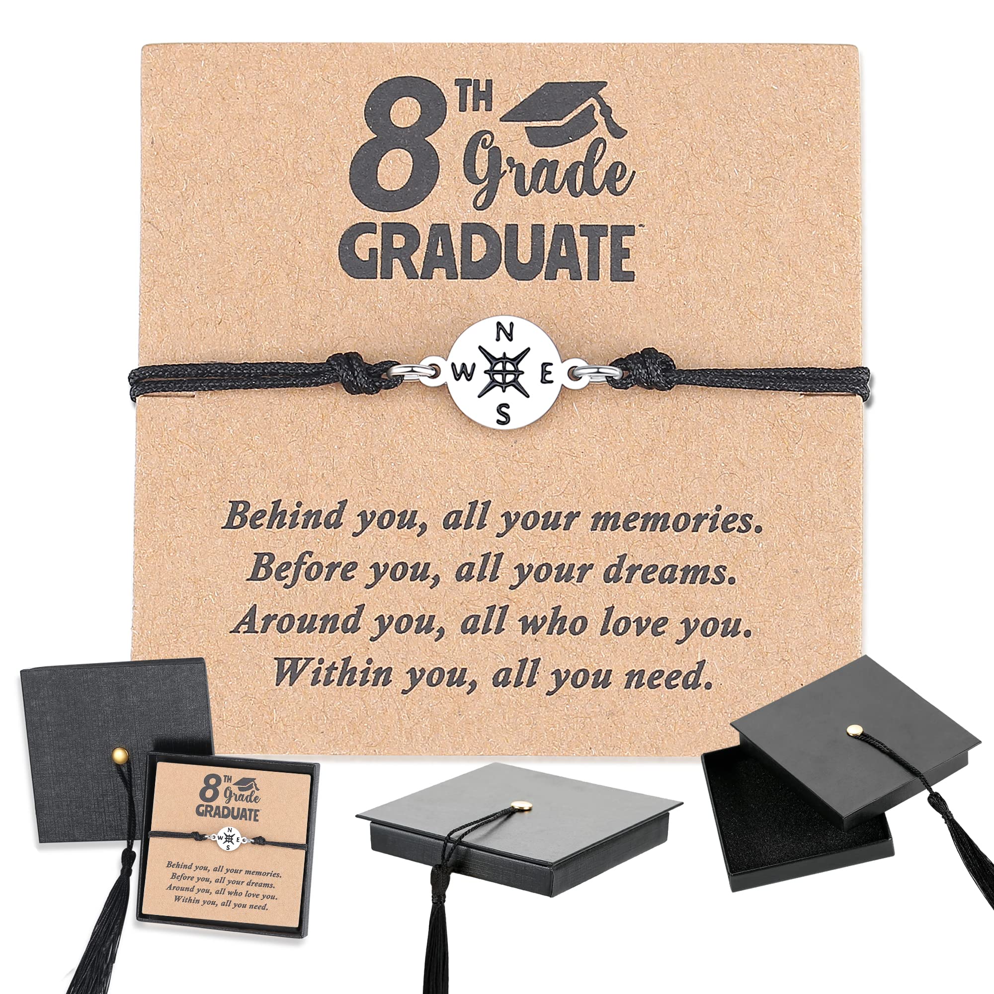 SAM & LORI Unique Grad Cap Box 2026 Graduation Gifts for Her/Him - Adjustable Unisex Bracelet for Primary/Middle School/High School/College Grads
