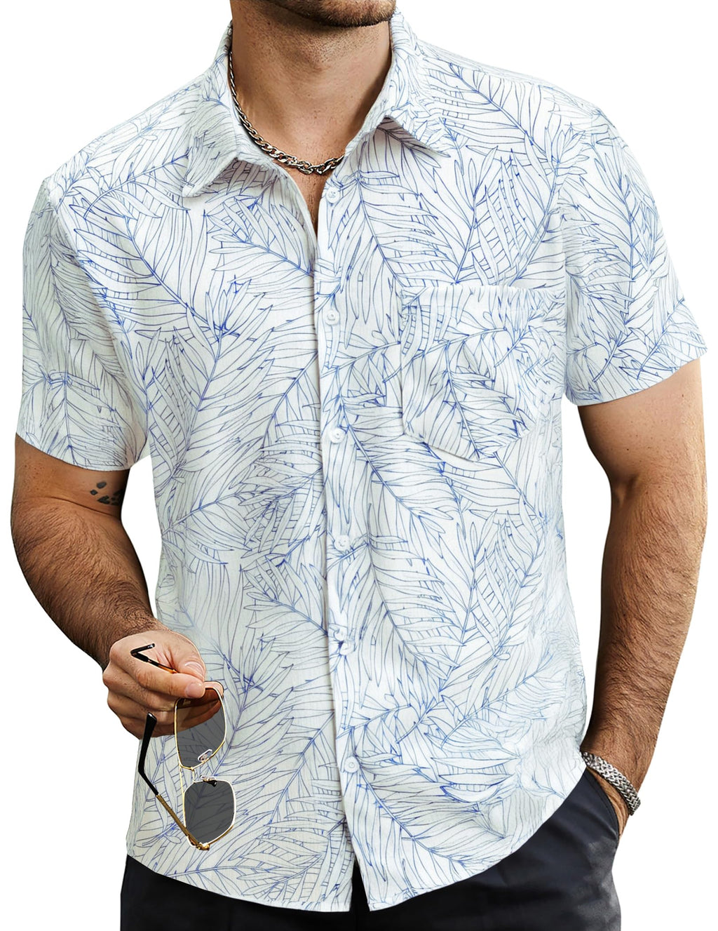 VATPAVE Mens Summer Striped Shirts Button Down Short Sleeve Vintage Beach Hawaiian Shirts with Pocket