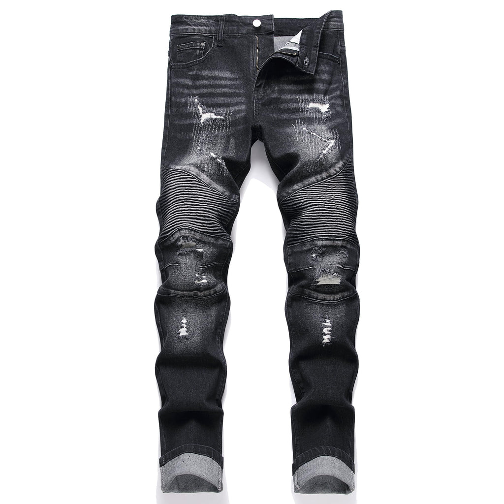 QIMYUM Men's Slim Fit Jeans Ripped Skinny Jeans for Men, Fashion Biker Jeans Stretch Moto Cargo Denim Pants