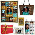 Geiserailie African American Gifts for Women Afro Black Girl Blanket, Tote Bag, Gift Box and More for Black Mom Friends Lady Christmas New Year Holiday Party Present