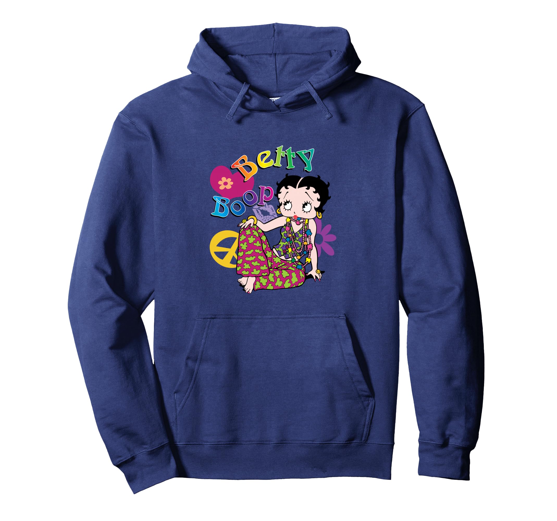 Betty Boop Groovy Hippy Peace Love Hoodie - Minimalist Print for Adults