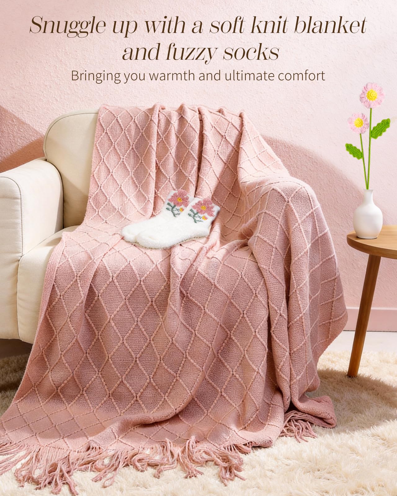 Coralogo Gift Basket for Women - Unique Birthday Gifts for Women Valentines Mothers Day Gift Basket for Self Care with Luxury Plush Blanket