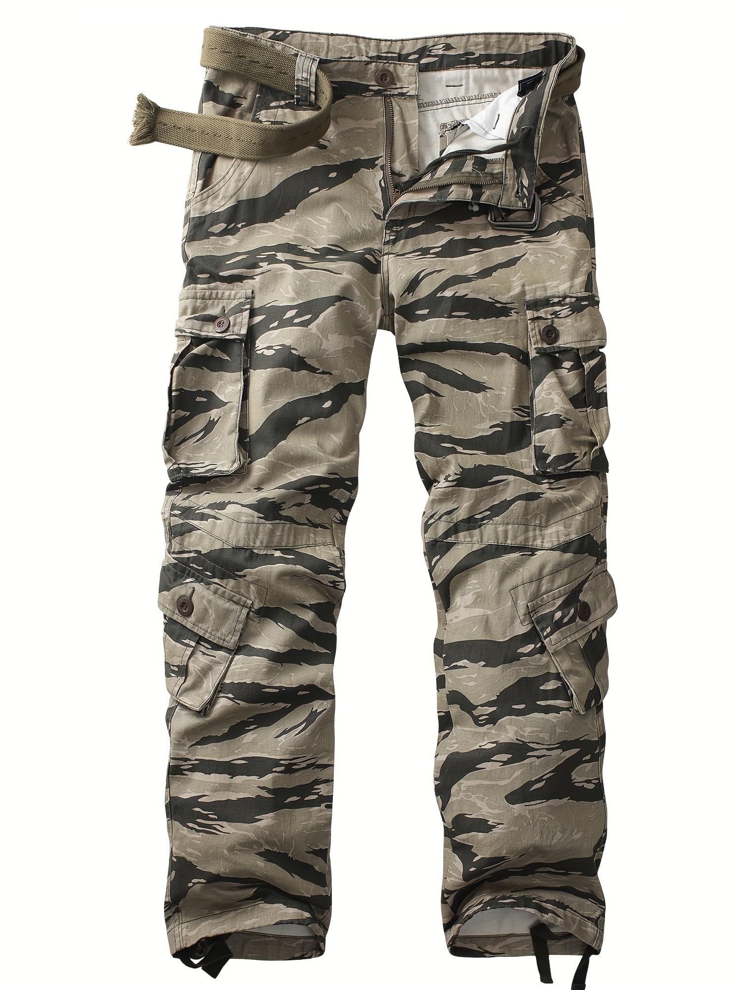 AKHIKING Men's Camo Cargo Work Pants Cotton Tactical Ripstop Casual Combat Pants with 8 Pockets