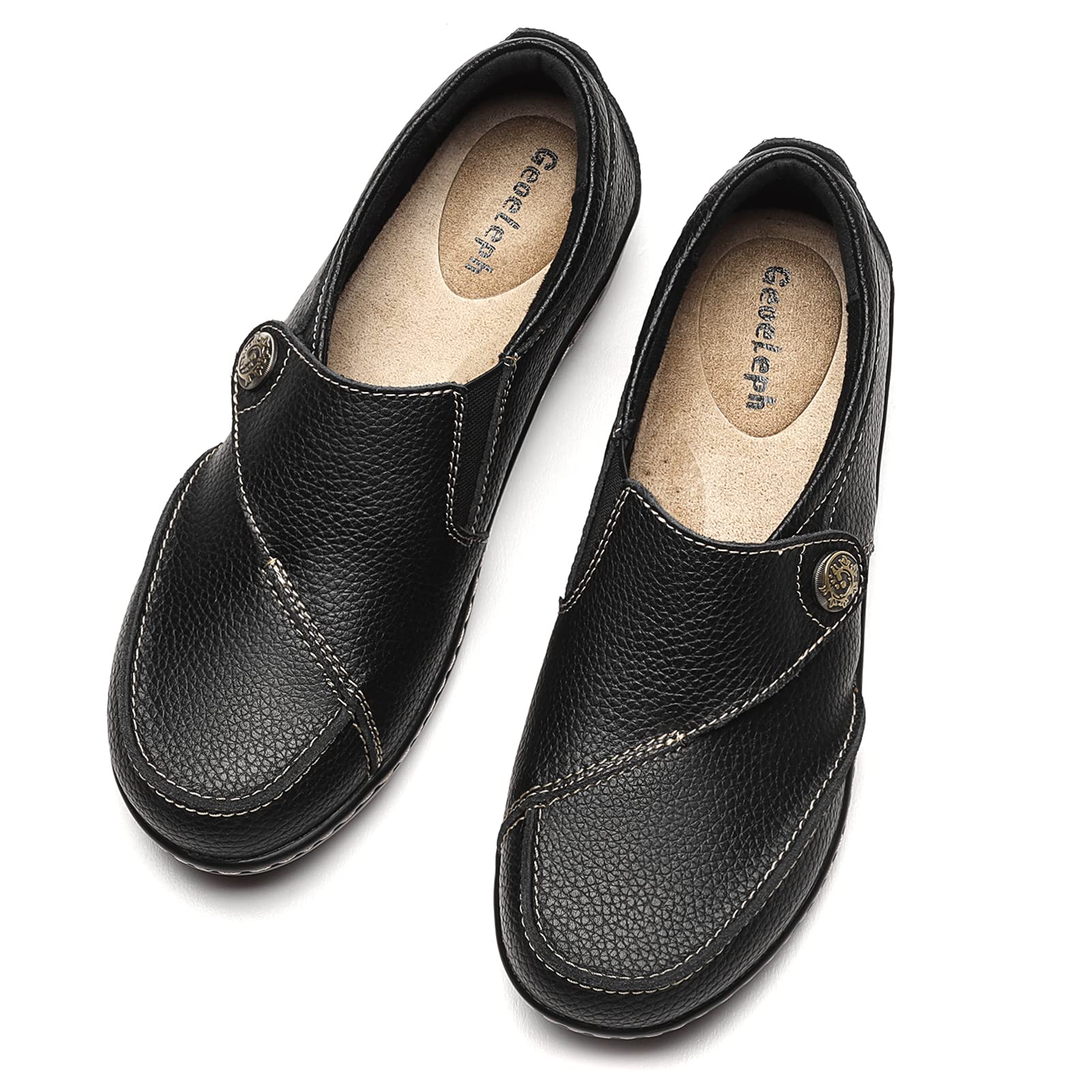 Geoeleph Women's Loafers Casual Slip-Ons Comfort Walking Flats Leather Driving Moccasins