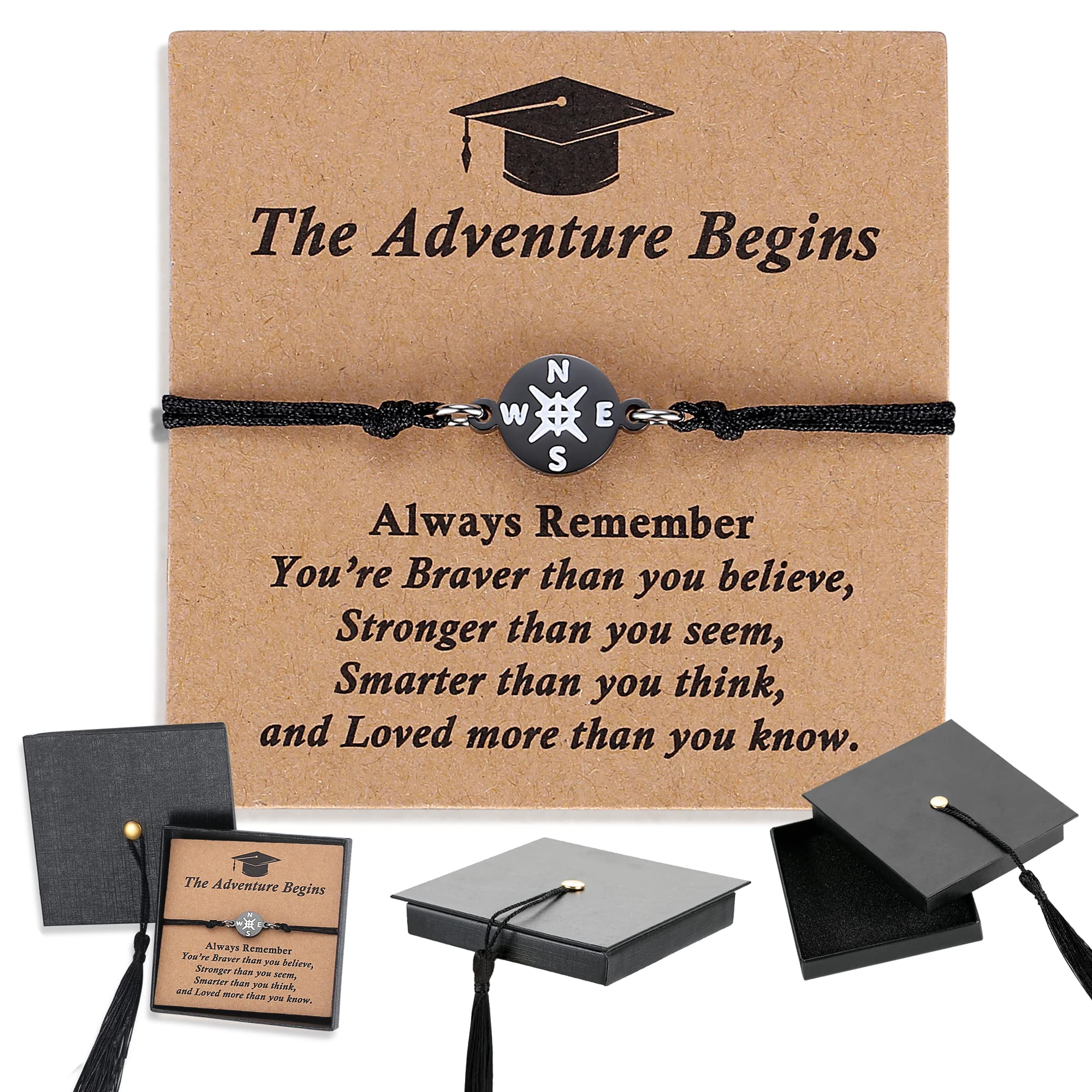 SAM & LORI Unique Grad Cap Box 2026 Graduation Gifts for Her/Him - Adjustable Unisex Bracelet for Primary/Middle School/High School/College Grads