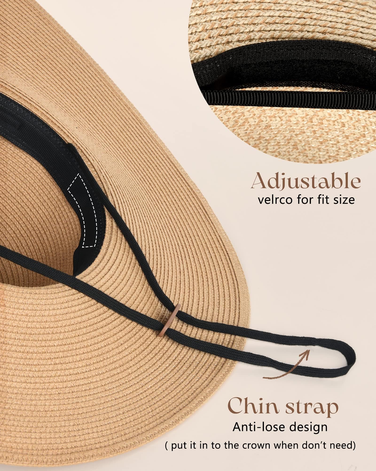 FURTALK Womens Sun Straw Hat Wide Brim UPF 80 Summer Hat Foldable Packable Floppy Beach Hats for Women