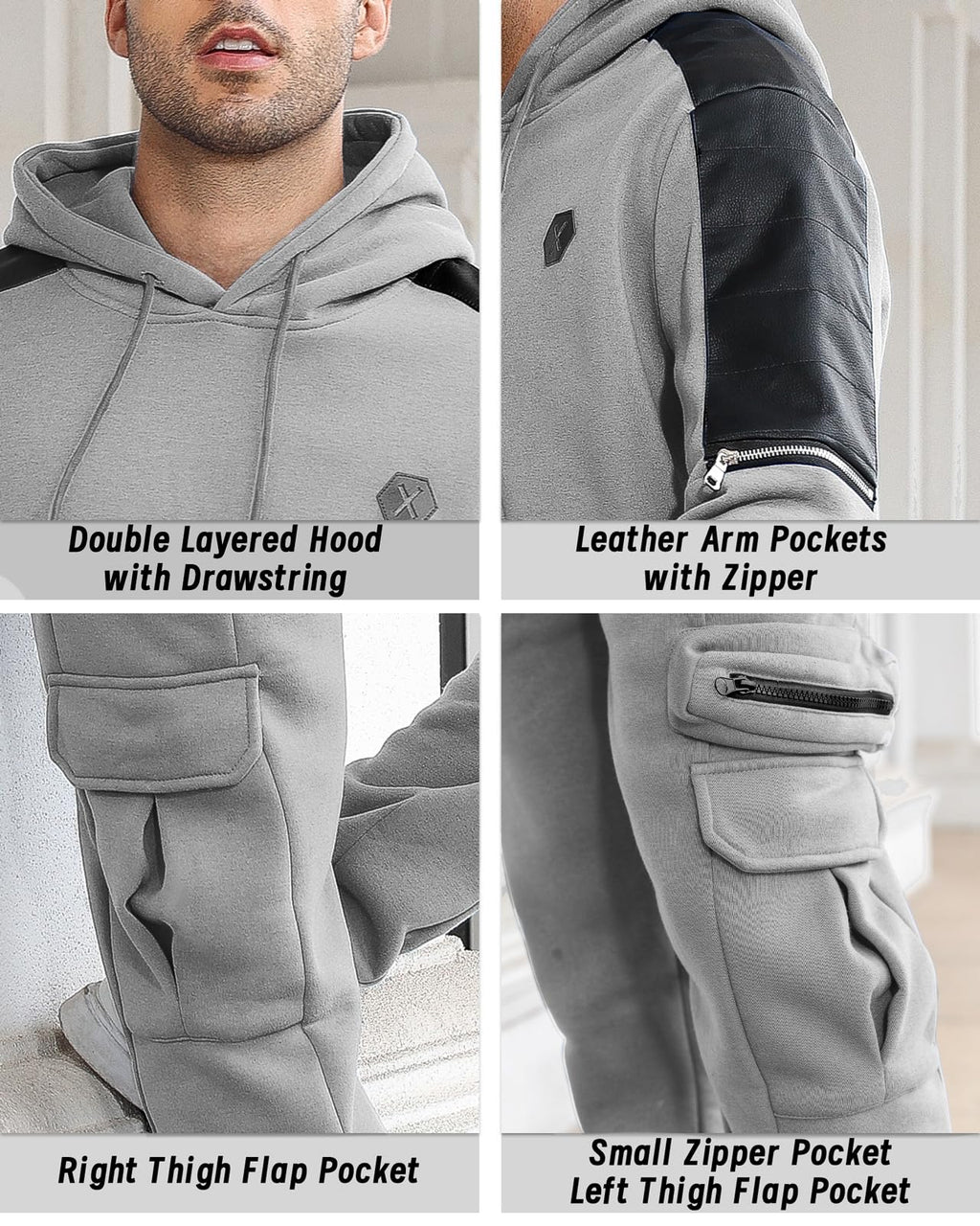 VoLIta Men's Tracksuit 2 Piece Hoodie Athletic Jogging Sweatsuits for Men Casual Sports Long Sleeve Pullover Suit Set