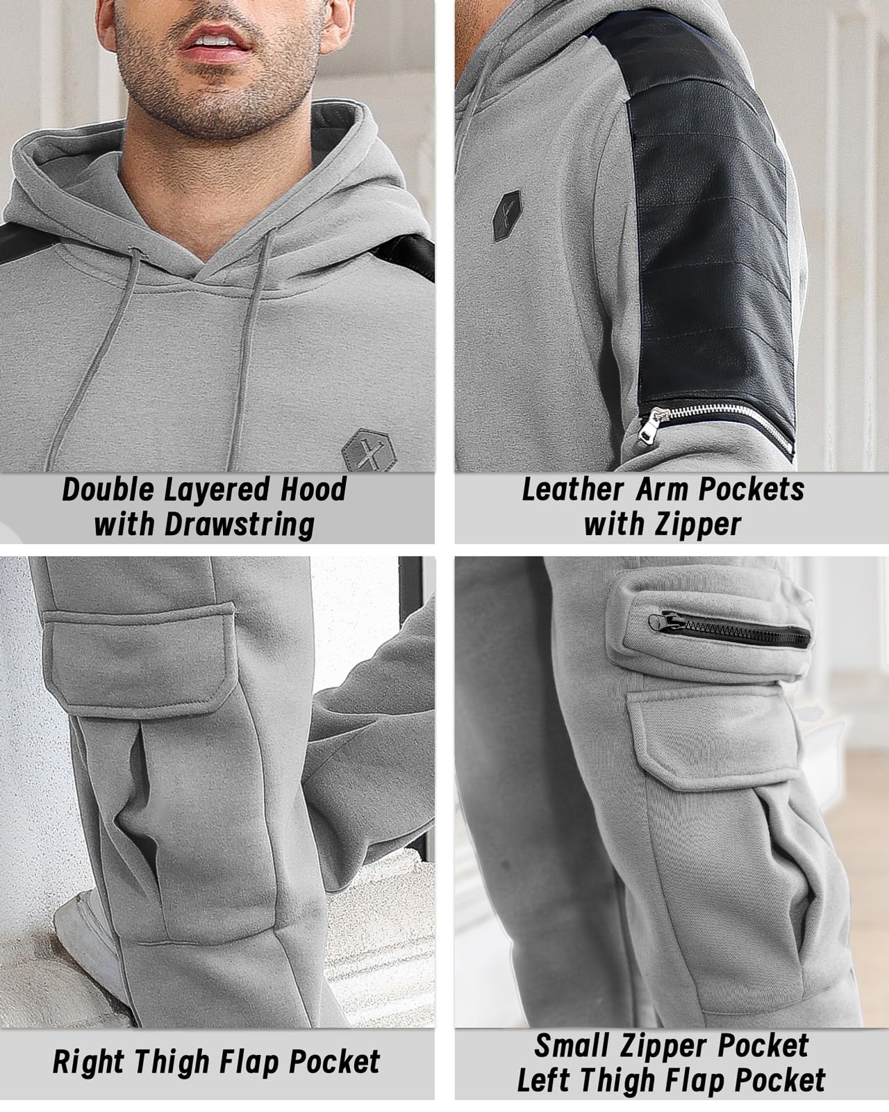 VoLIta Men's Tracksuit 2 Piece Hoodie Athletic Jogging Sweatsuits for Men Casual Sports Long Sleeve Pullover Suit Set