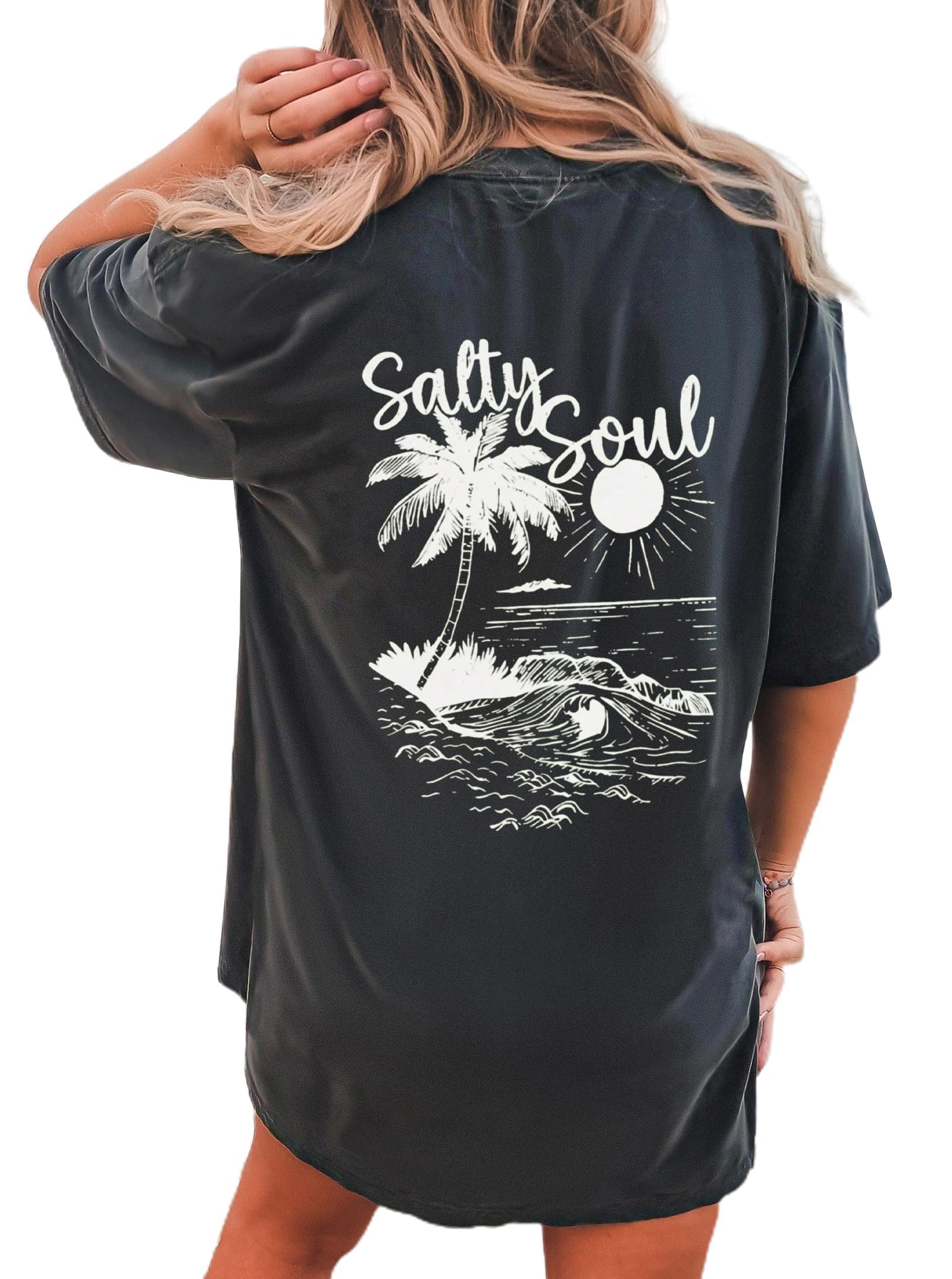 CSDAJIO Women's Trendy Oversized T Shirt Graphic Tee Crewneck Short Sleeve Loose Cute Going Out Summer Tops