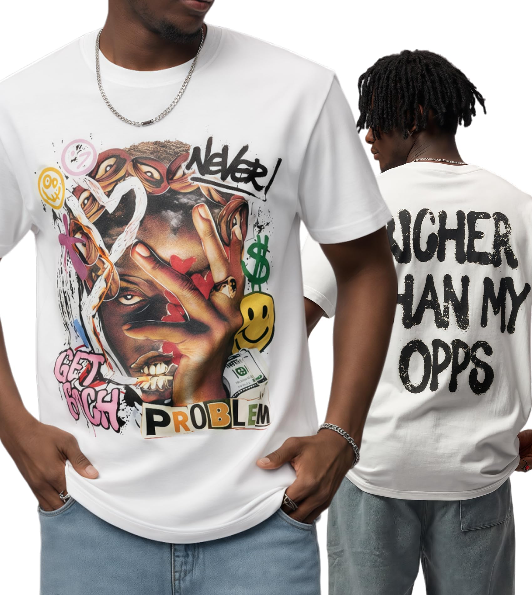 Sopula Studio Mens Graphic T-Shirts, Christian Tees Shirt Unisex Oversized Jesus Y2K Cotton Streetwear Top