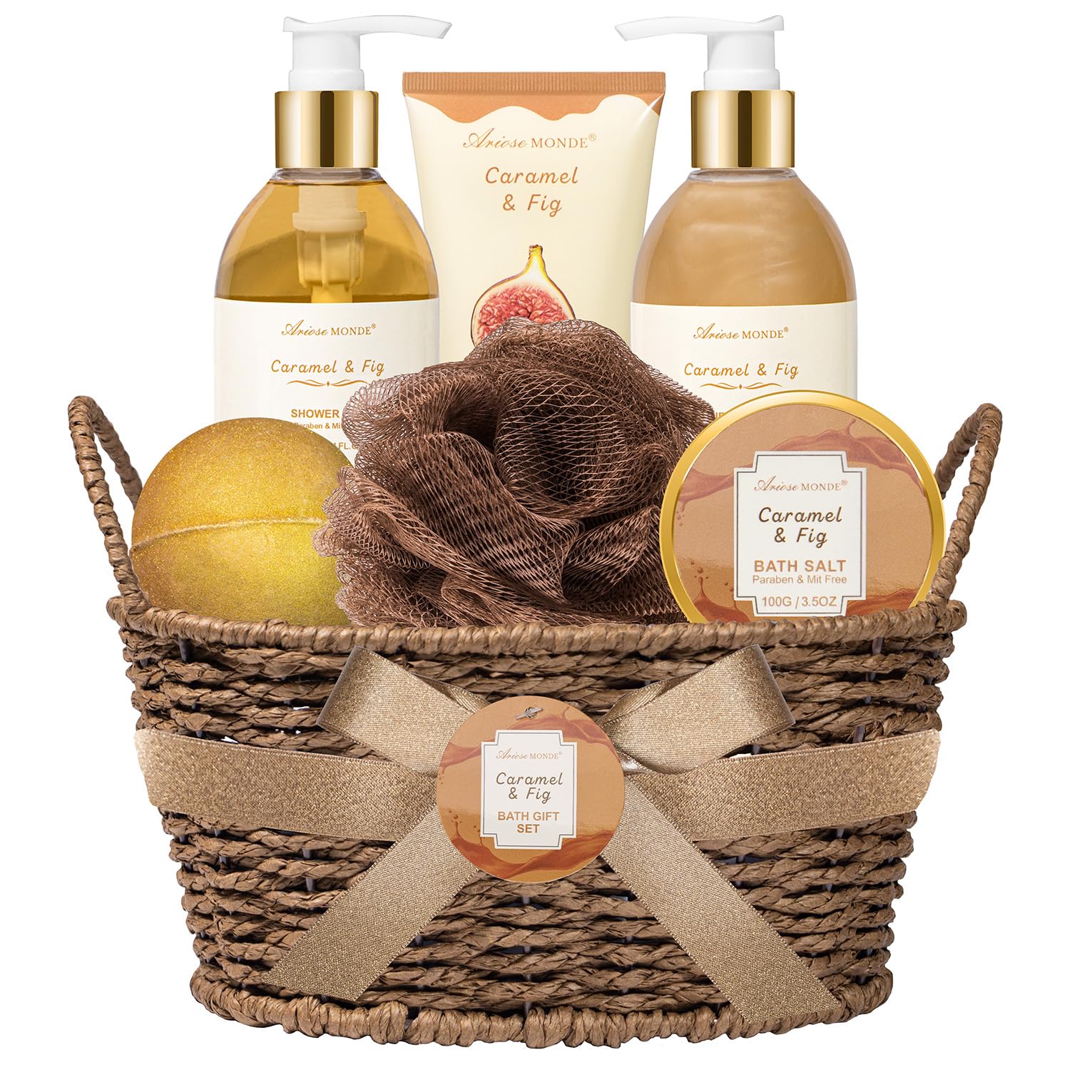 Bath Spa Gift Basket Set for Women, Enchanted Orchid Scent, Home Spa Gift Box with Shower Gel, Bubble Bath, Body Lotion, Body Scrub, Bath Bomb, Bath Salt, Bath & Body Gift Set