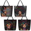 Silkfly 4 Pack African American Tote Bags for Black Women Girl Mother Day Shoulder Bag Afro Large Satchel Handbag Work Travel