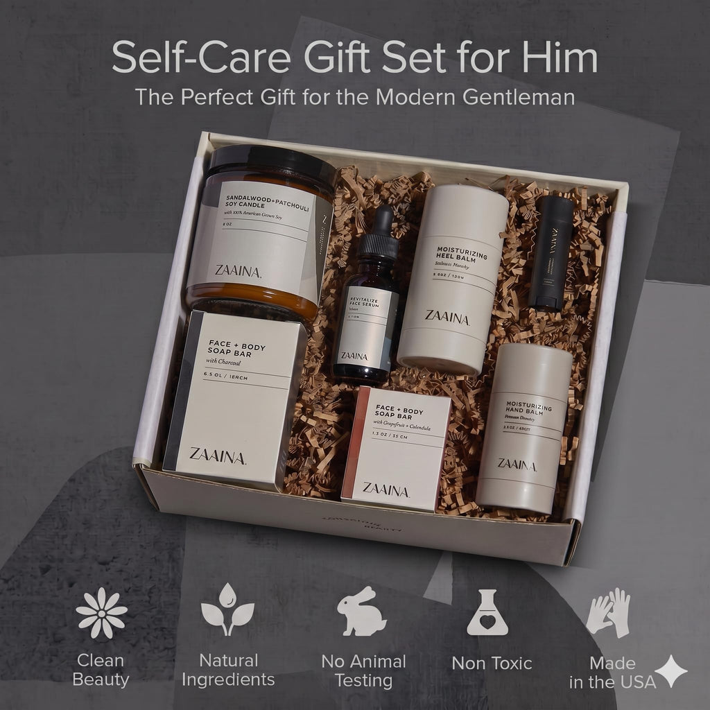 Men's Self Care Package, Relaxation Spa Gift Set for Him - Luxury Natural Handmade Men Skin Care Kit, Unique Self Care Gift for Men by ZAAINA