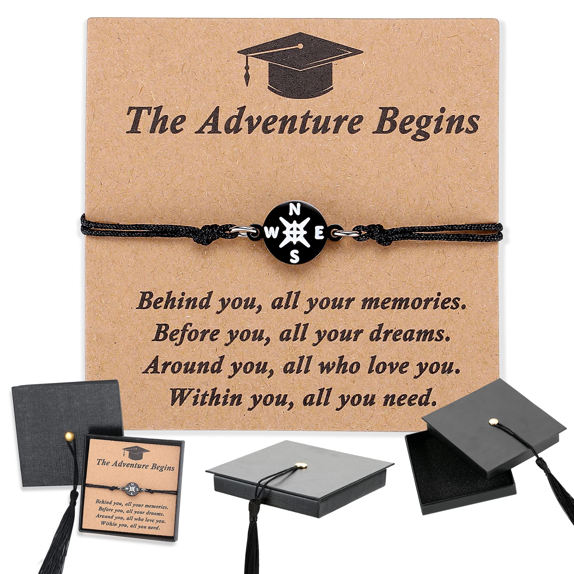 SAM & LORI Unique Grad Cap Box 2026 Graduation Gifts for Her/Him - Adjustable Unisex Bracelet for Primary/Middle School/High School/College Grads