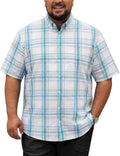 COOFANDY Mens Big and Tall Shirts Short Sleeve Casual Button Down Plaid Shirt Wrinkle Free Dress Shirt with Pocket