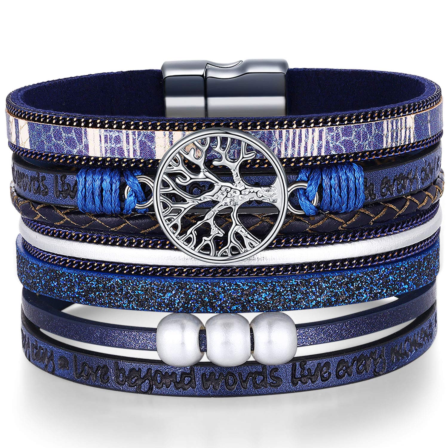 Desimtion Inspirational Tree of Life Boho Leather Wrap Bracelets for Women, Mothers Day Gifts for Mom Daughter, Bohemian Jewelry for Women Teen Girls