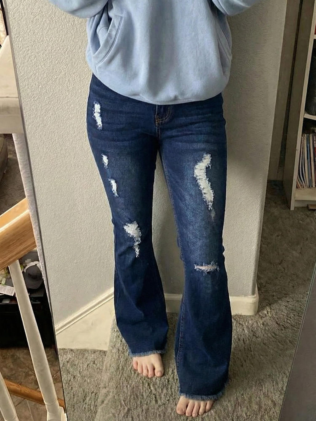 PEIHOT Vintage Bell Bottoms Flare Jeans for Women 90s High Waist Ripped Distressed Wide Leg High Rise Denim Pants