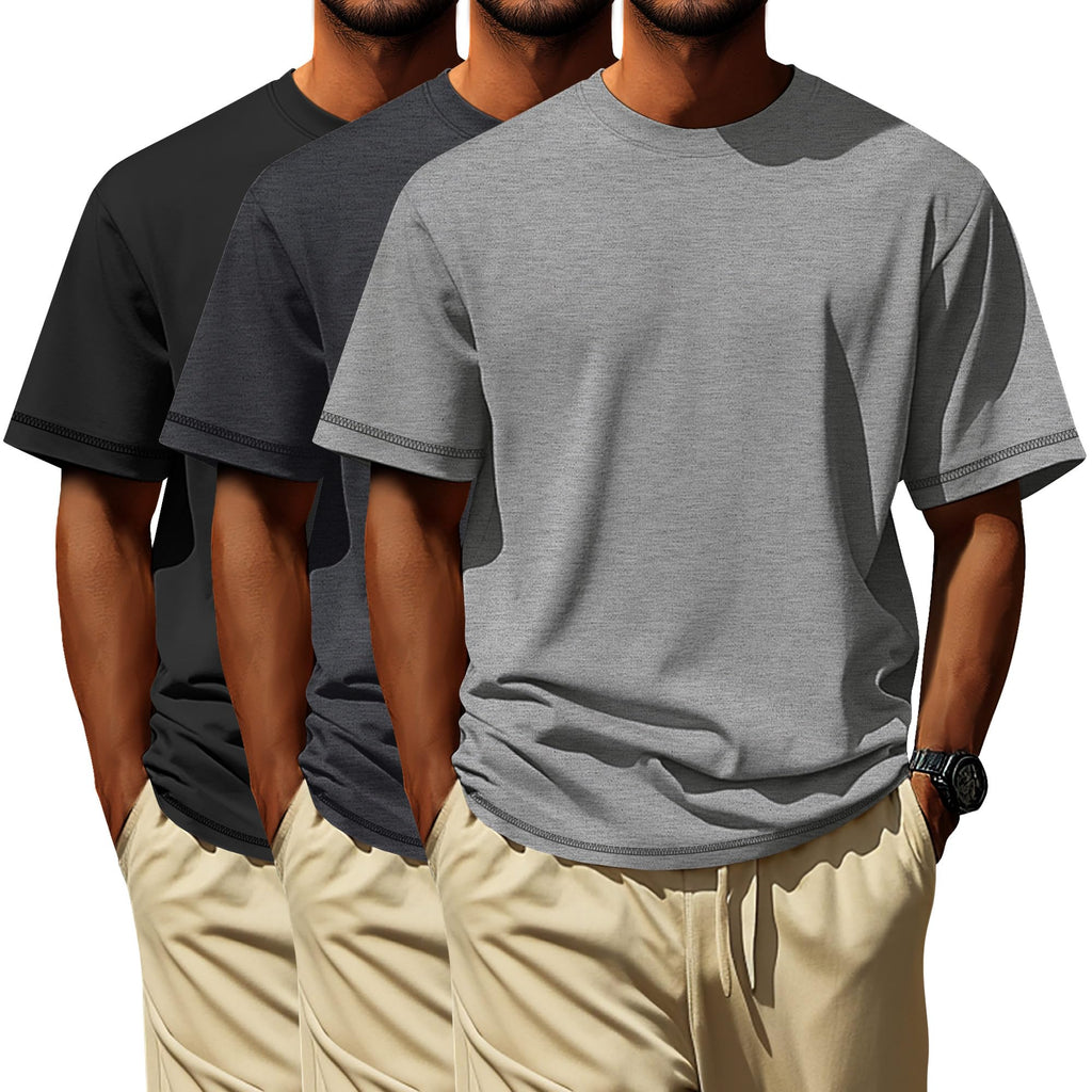 Neer 3 Pack Big and Tall Shirts for Men L-7xl, Short Sleeve Men Crewneck Tops Loose Casual Large T-Shirts Summer Basic Tee