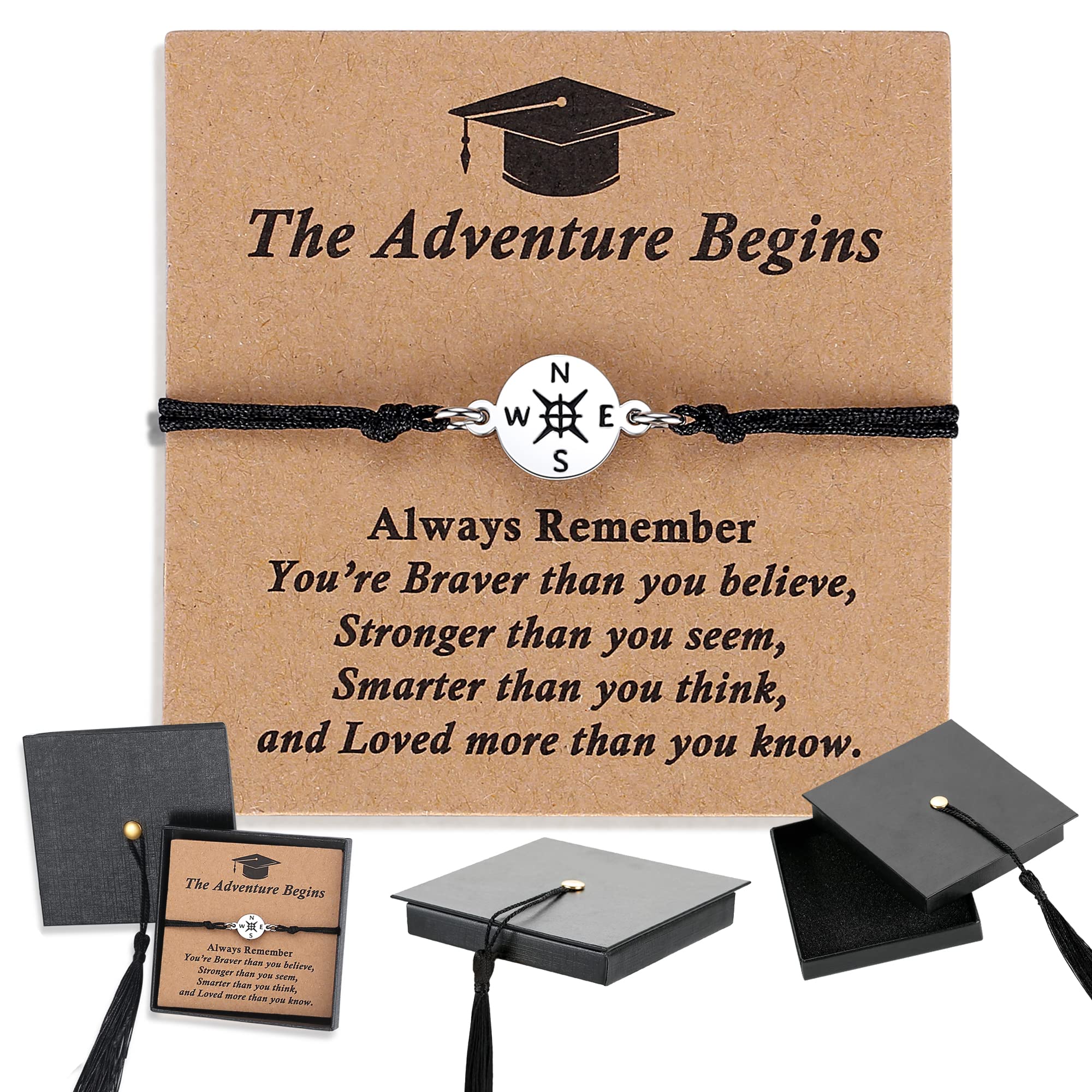 SAM & LORI Unique Grad Cap Box 2026 Graduation Gifts for Her/Him - Adjustable Unisex Bracelet for Primary/Middle School/High School/College Grads