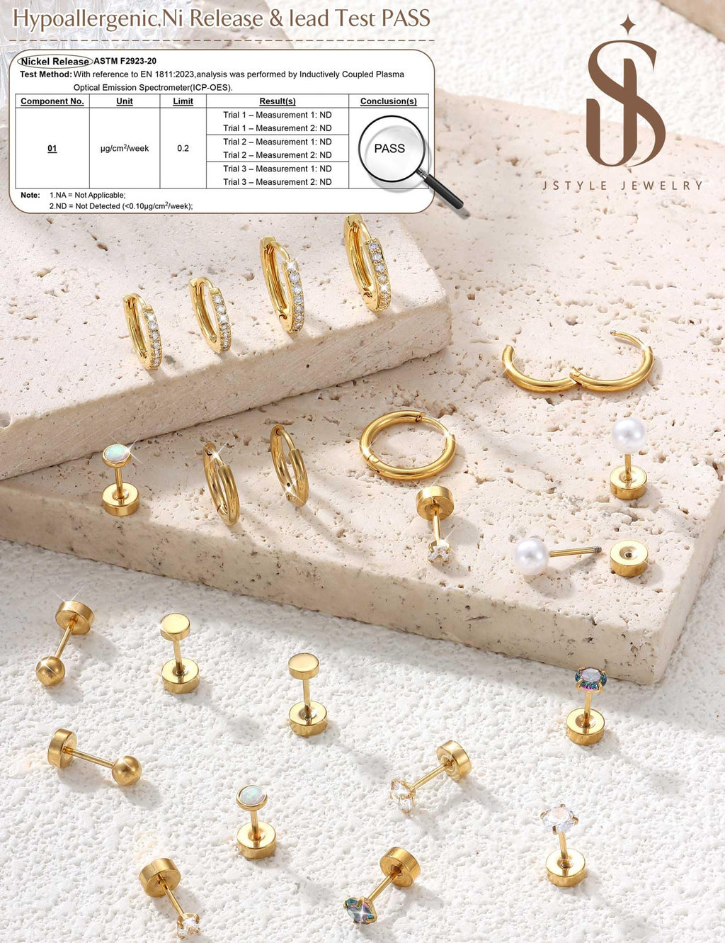 Jstyle Hypoallergenic Stud Hoop Earrings for Women Small Flat Back Surgical Stainless Steel Earrings for Sensitive Ears Trendy Silver Hoops Cartilage Earring Stacks Set Multiple Piercing Jewelry Gifts