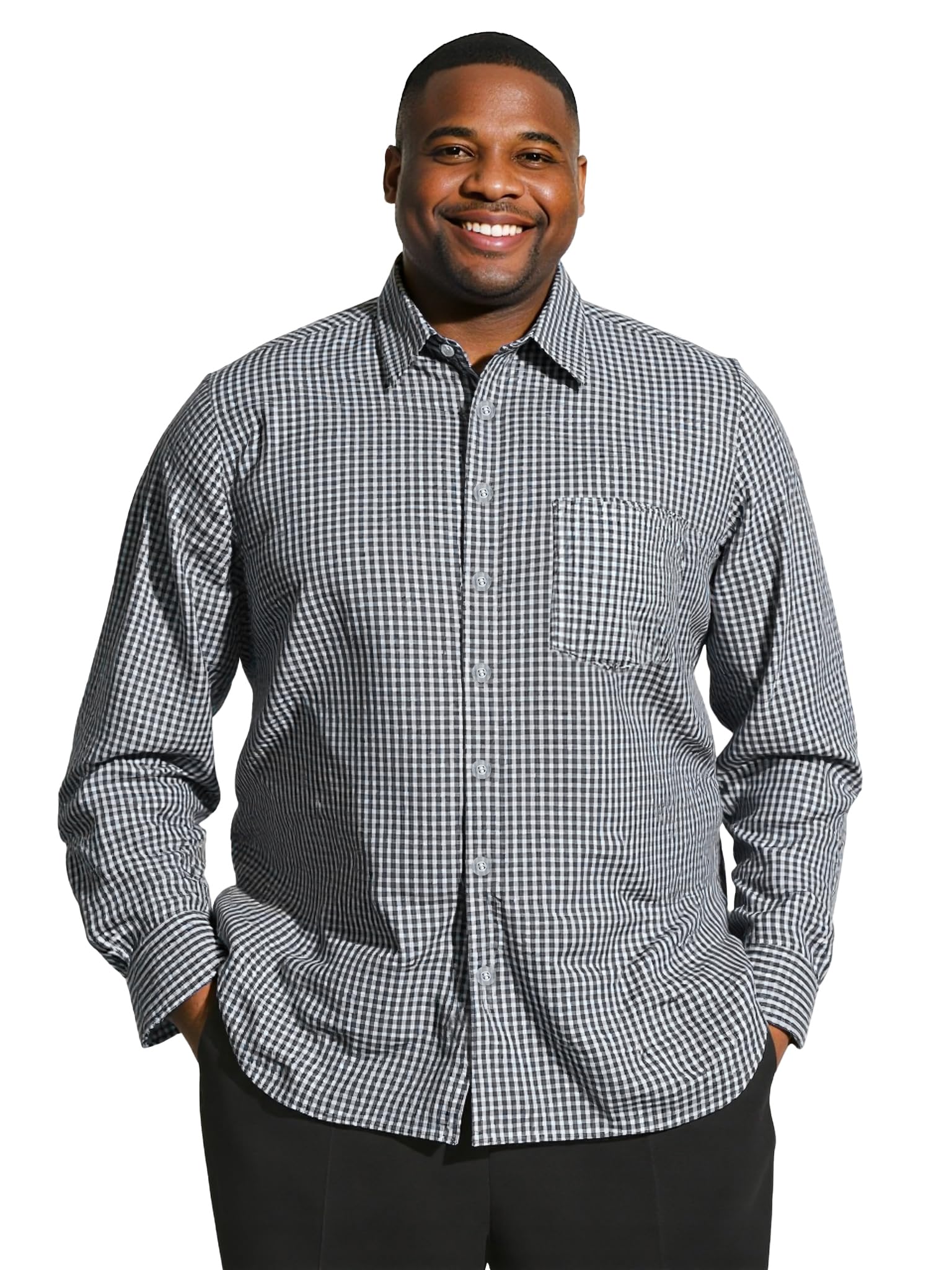 Yuyapu Big and Tall Shirts for Men, Long Sleeve Casual Dress Shirts Button Down with Pocket for Business,Travel,Daily Wear