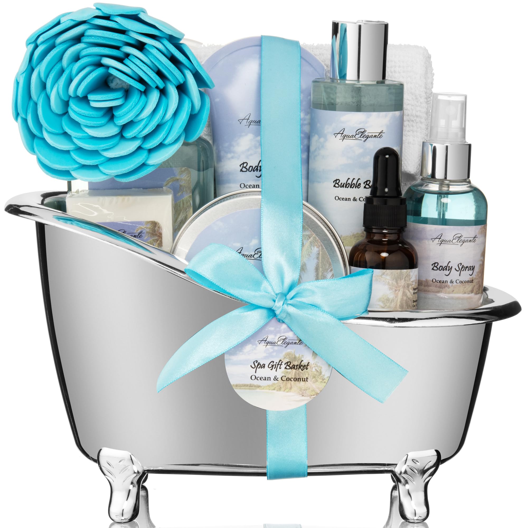 Spa Gift Baskets For Women - Luxury Bath Spa Kit Includes Body Wash, Bubble Bath, Lotion, Body Butter, Soap, Body Spray, Shower Puff, and Towel