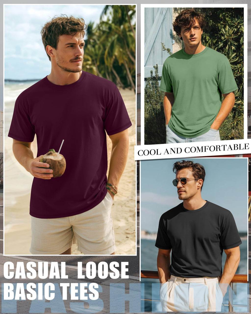 Neer 3 Pack Big and Tall Shirts for Men L-7xl, Short Sleeve Men Crewneck Tops Loose Casual Large T-Shirts Summer Basic Tee