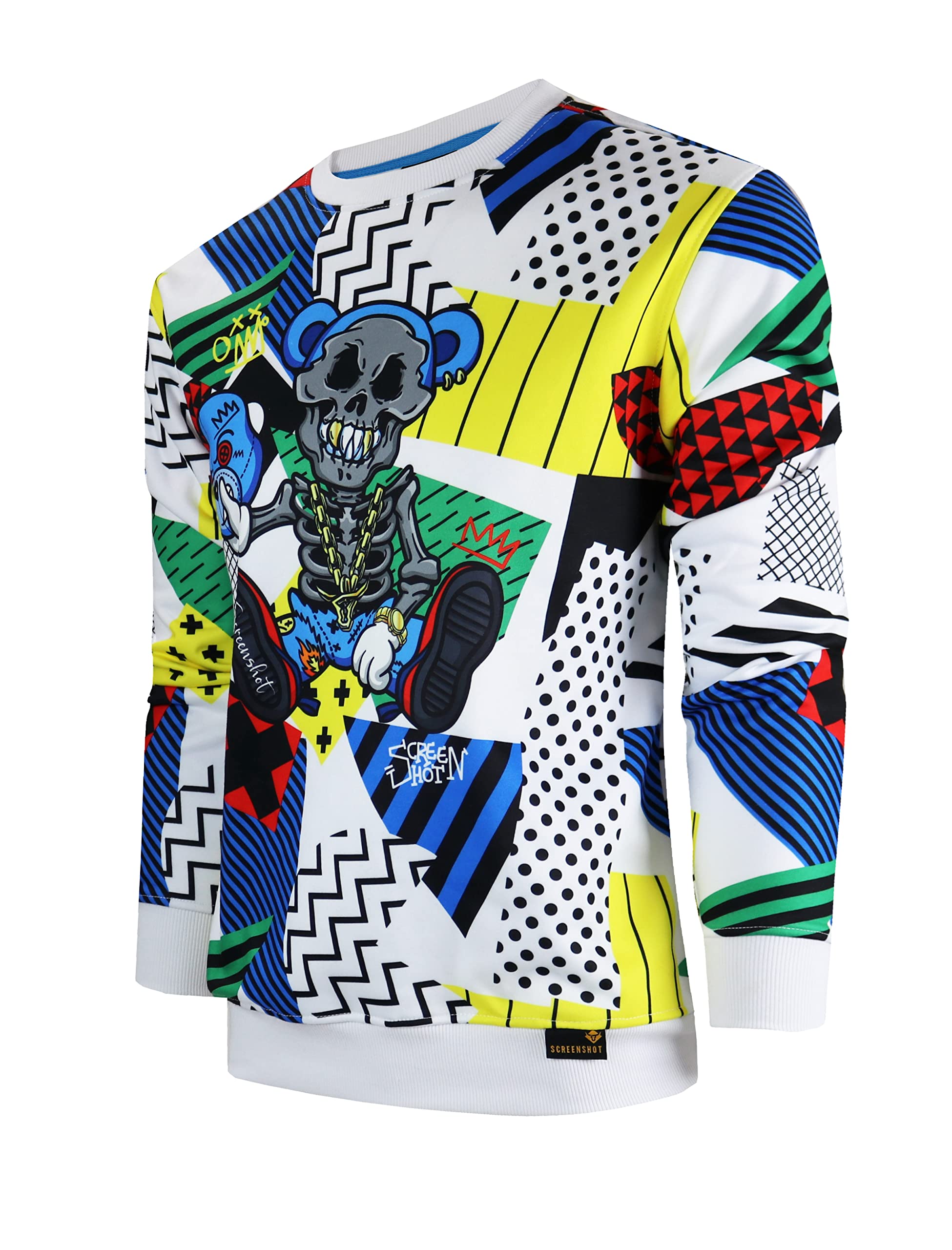 SCREENSHOT Mens Urban NYC Graffiti Hip Hop Fleece Pullover Active Fashion Crew Neck Sweatshirt Top