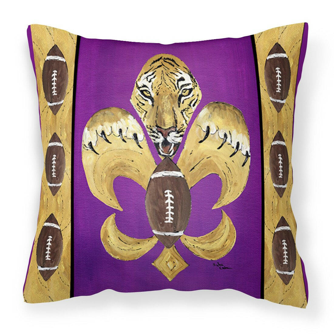 Tiger Football Fleur de lis Throw Pillow - 14x14 Decorative Pillow – Art for Your Home & Patio 8205PW1414
