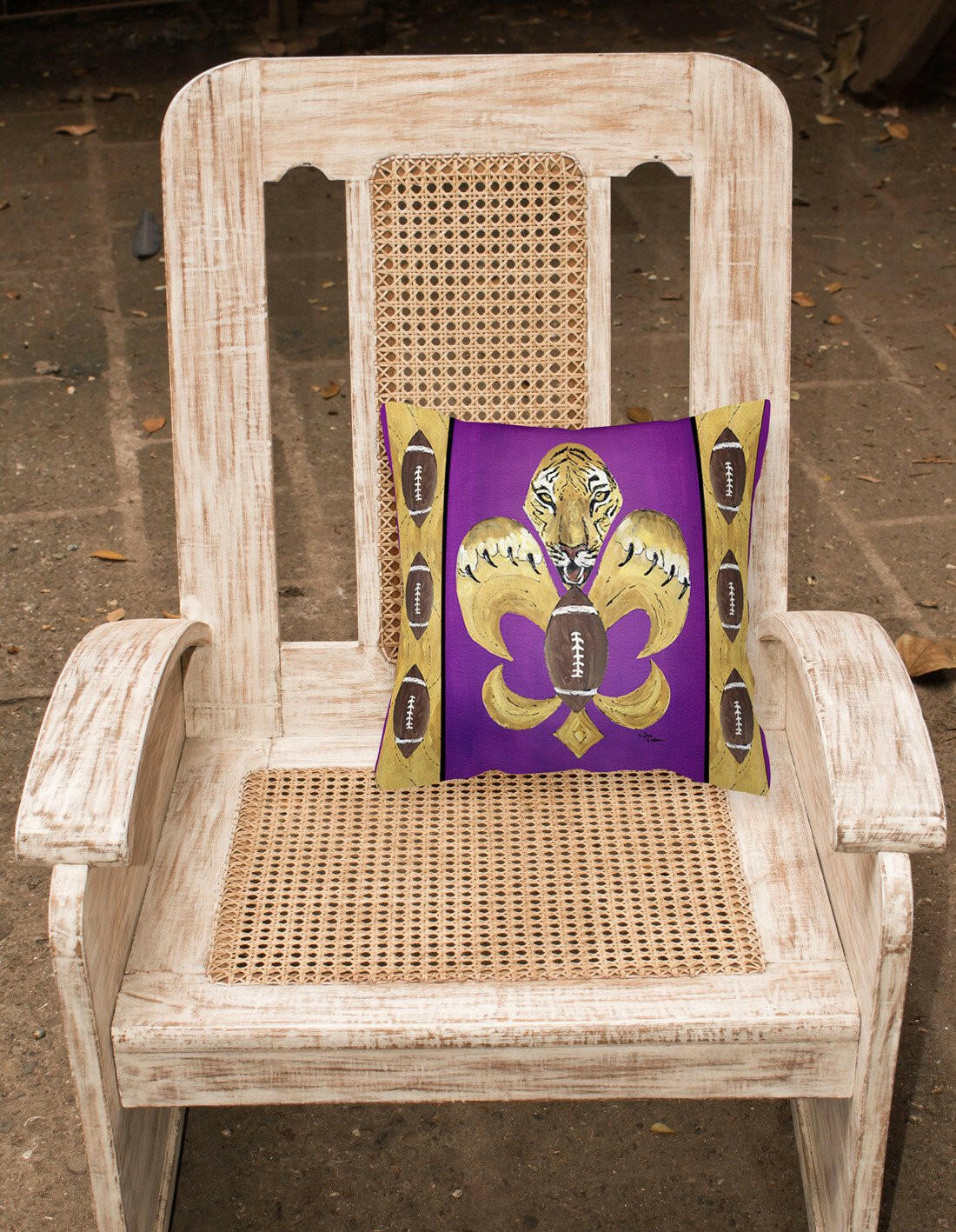Tiger Football Fleur de lis Throw Pillow - 14x14 Decorative Pillow – Art for Your Home & Patio 8205PW1414