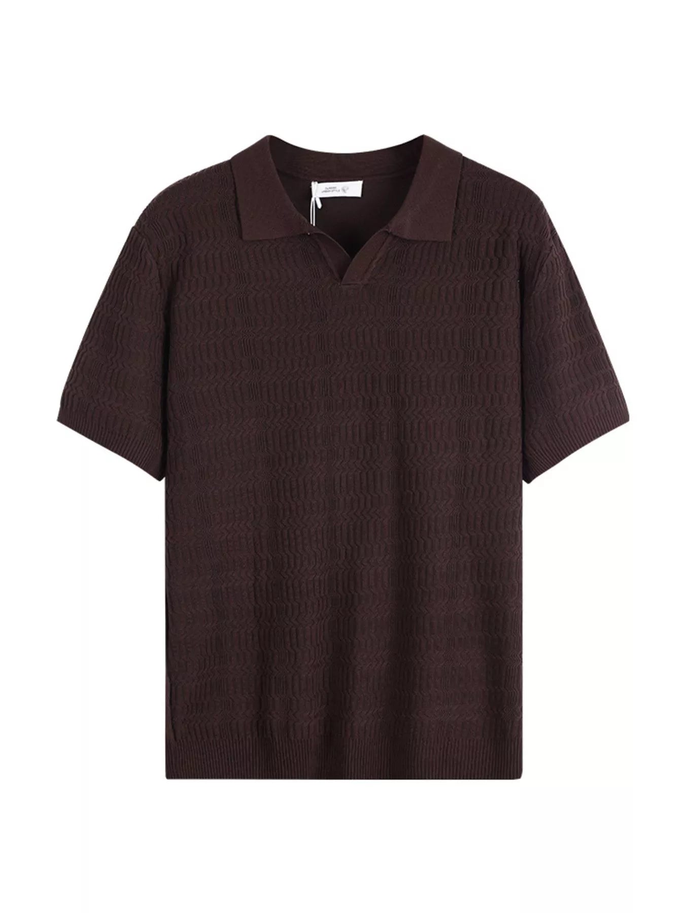 Men's Plus Size Textured Knit Short Sleeve Polo