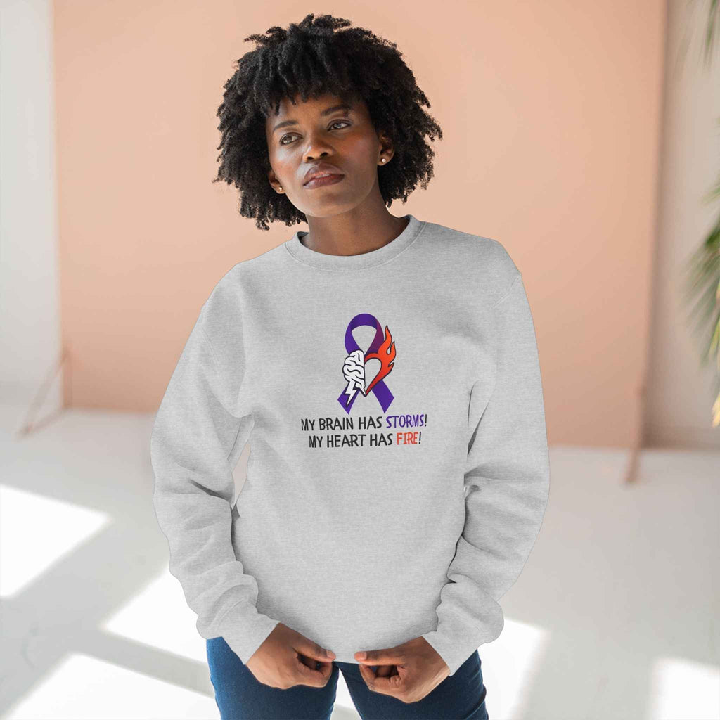 Epilepsy Awareness “Brain Storms & Heart Fire” Unisex Sweatshirt