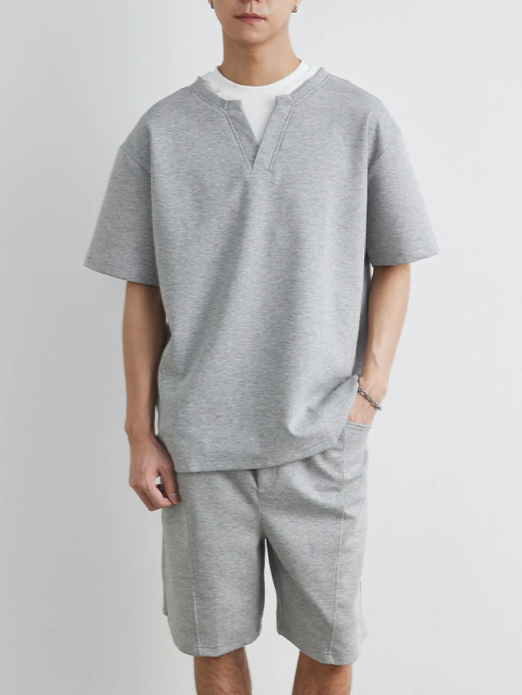 Men's Plus Size Half Sleeve Top and Shorts Set