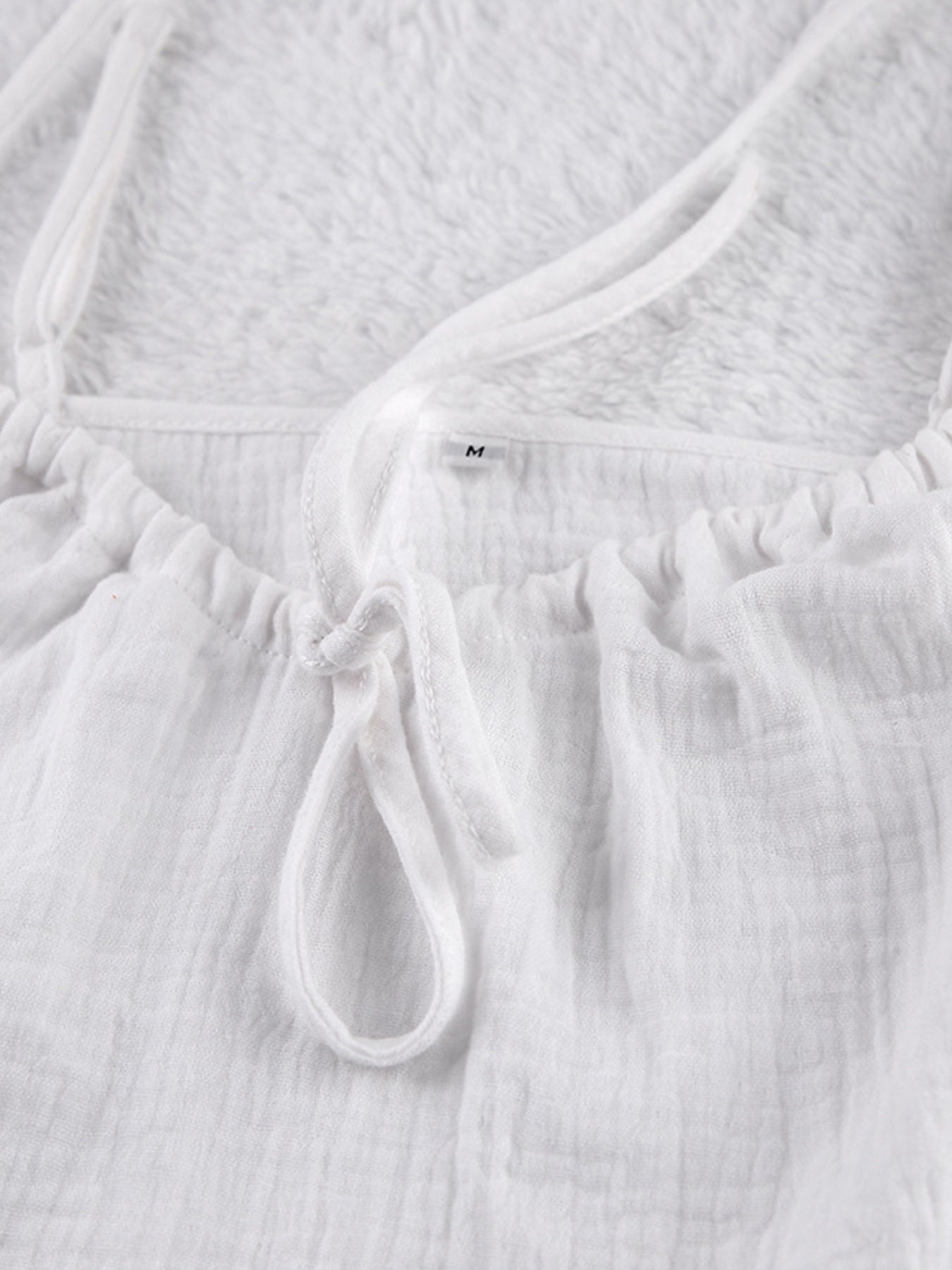 White Tie Front Relaxed Cami and Shorts Two-Piece Set