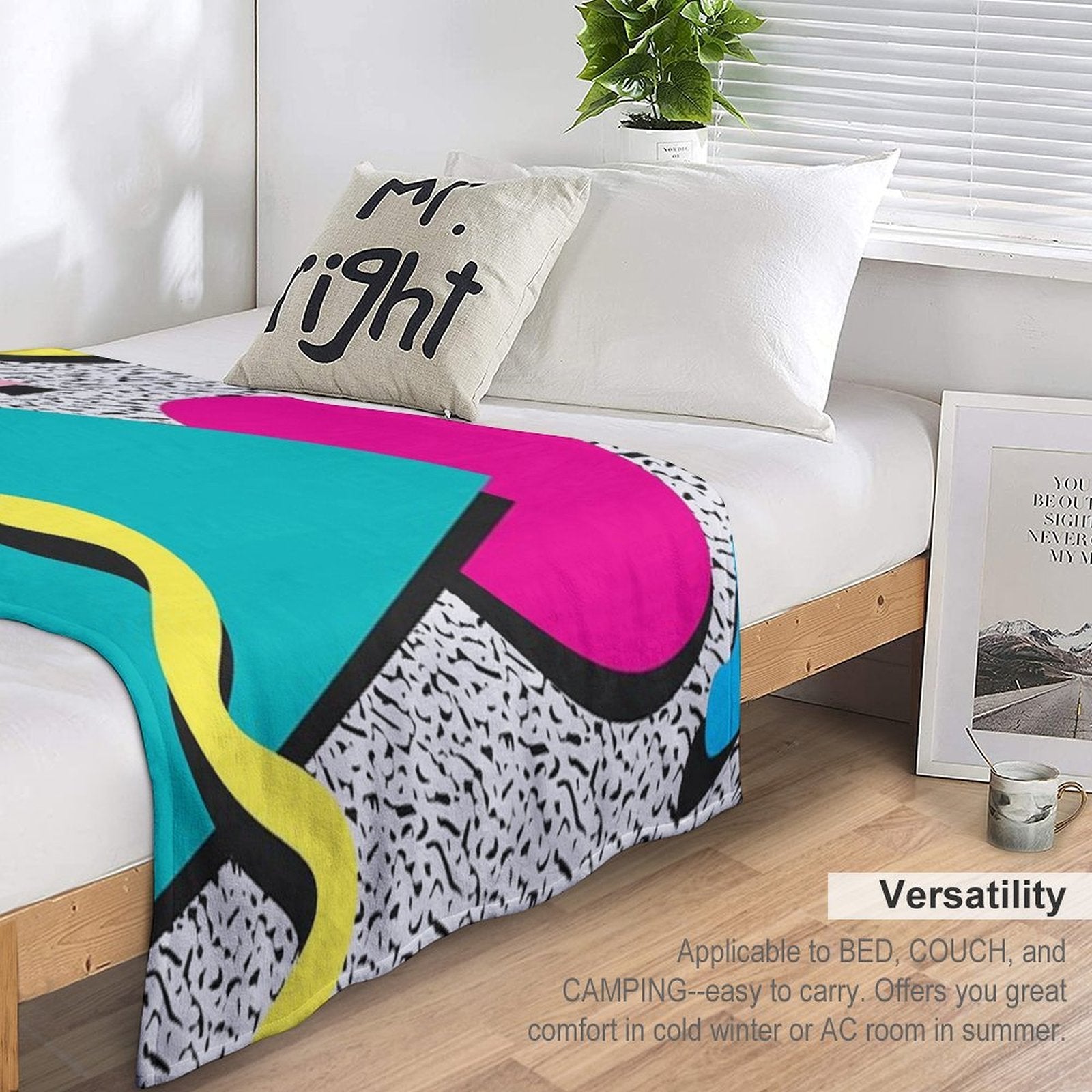 1980s Abstract Pattern Throw Blanket