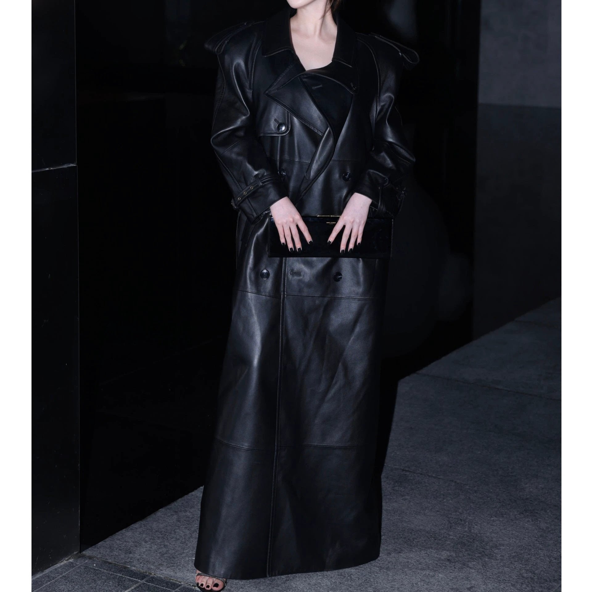 Autumn And Winter New Sheepskin Fried Street Handsome Trench Coat