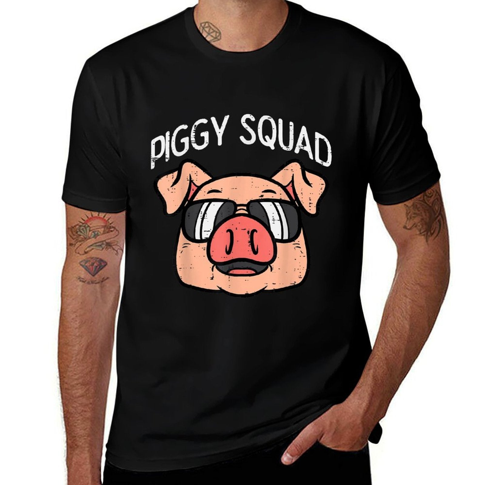 Piggy Squad Funny Pig Farmer Hog Farm Animal Men Women Kids  Eco-friendly Material T-Shirt