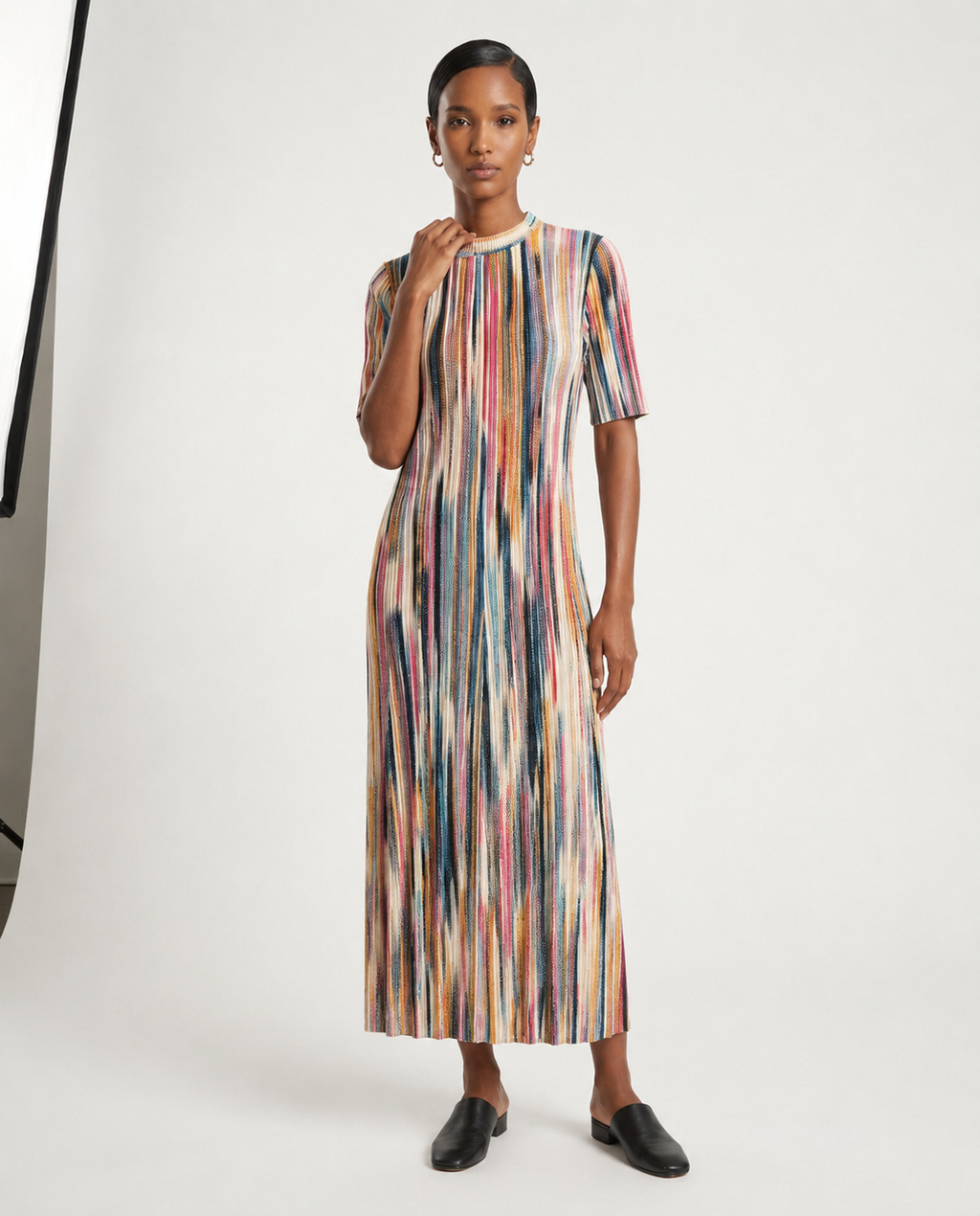 Prism Stripe Ribbed-Knit Dress