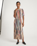 Prism Stripe Ribbed-Knit Dress