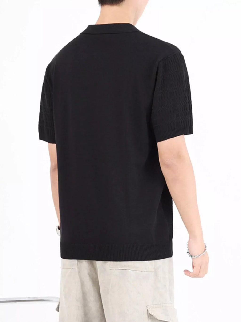 Men's Plus Size Textured Knit Short Sleeve Polo