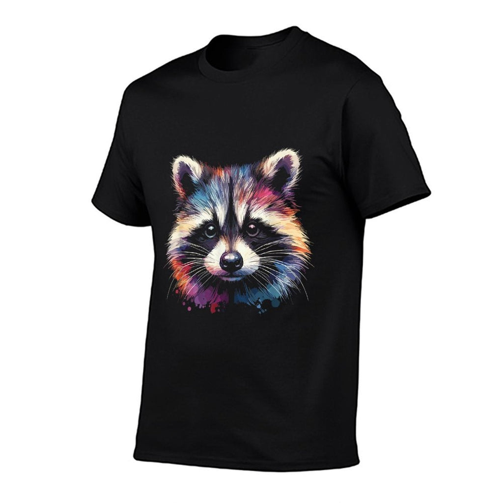 Watercolor Raccoon Gift Unisex-Child Raccoon Black Small Modern Classic Polyester 100 Collarless All Seasons Pull On 1 Count  Easy-care T-Shirt