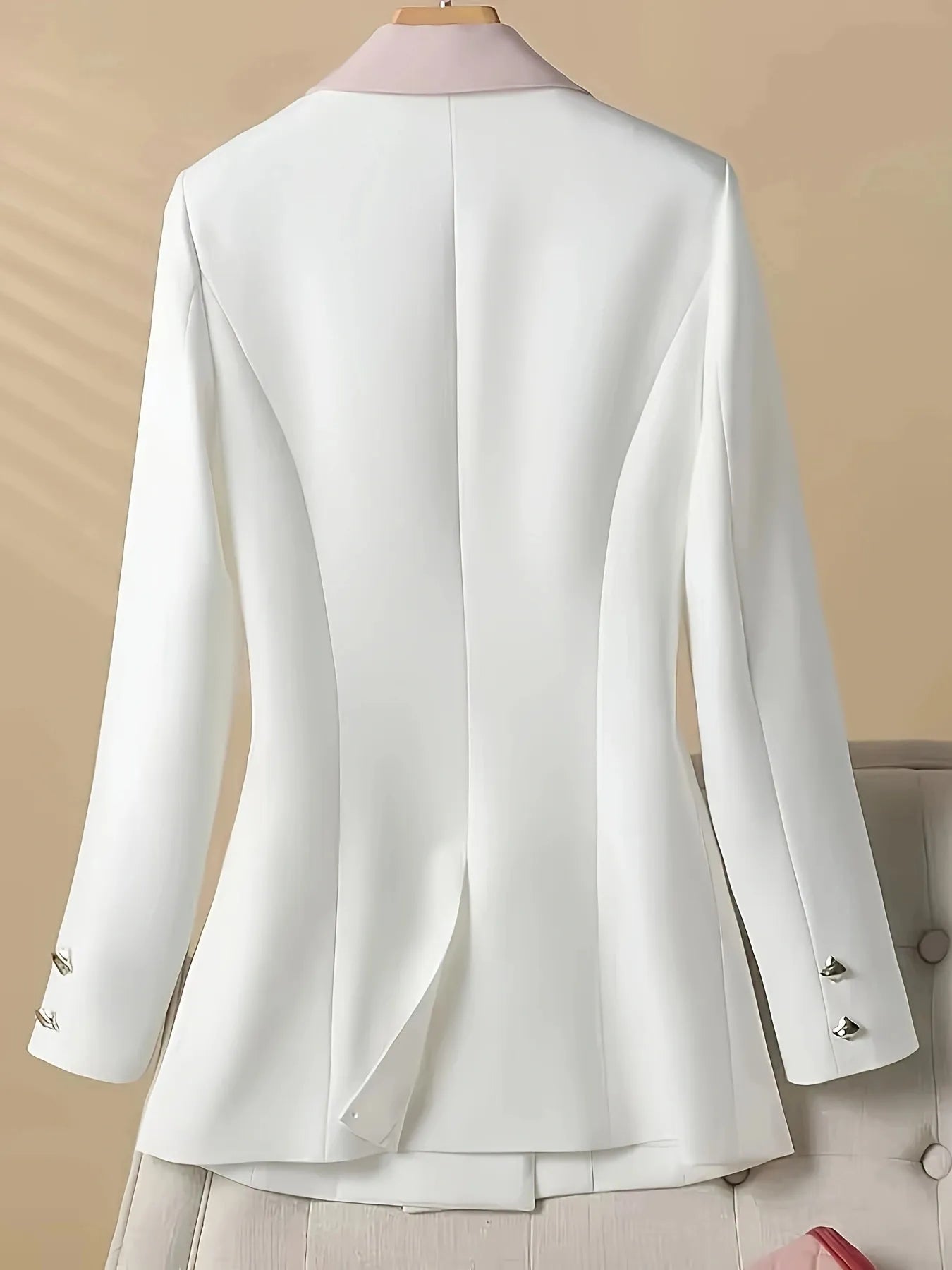 Double-Breasted Contrast Trim Blazer