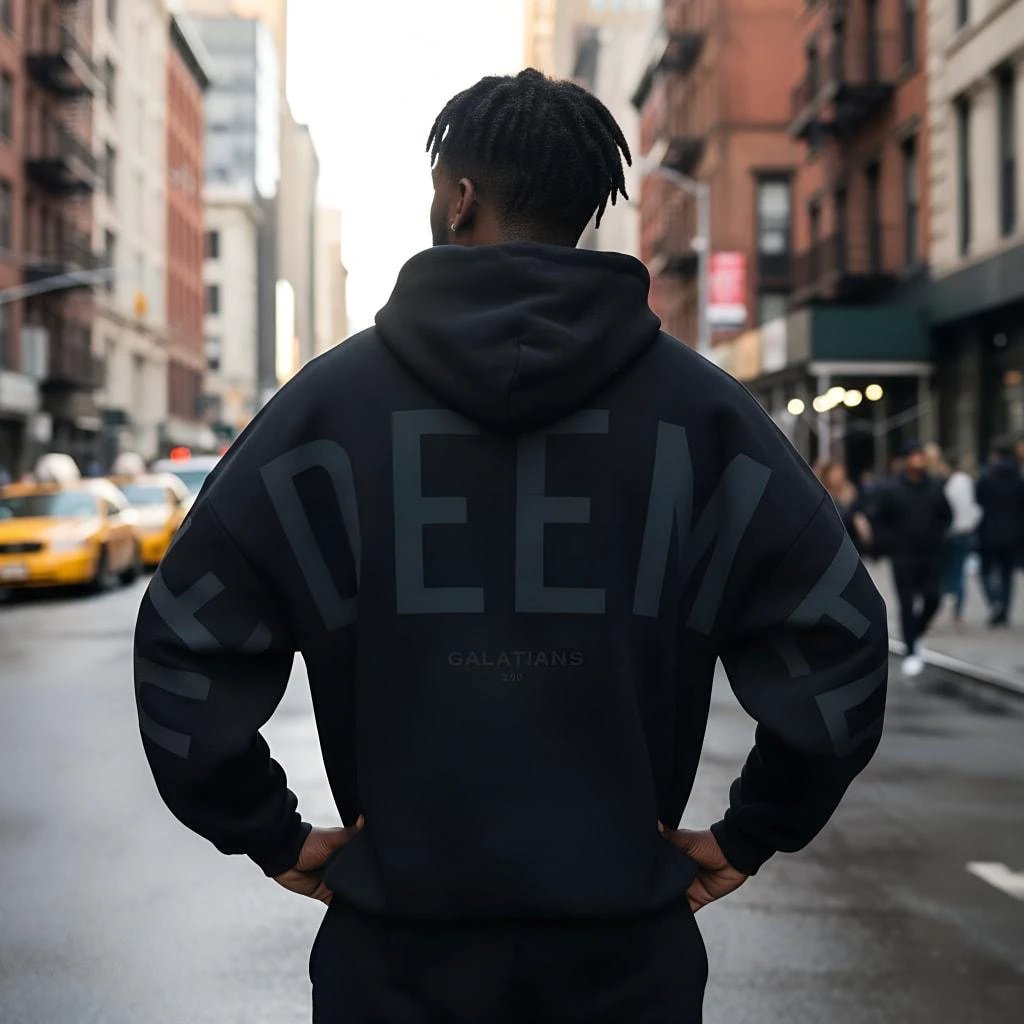Men's Loose Letter Printed Hooded Sweater