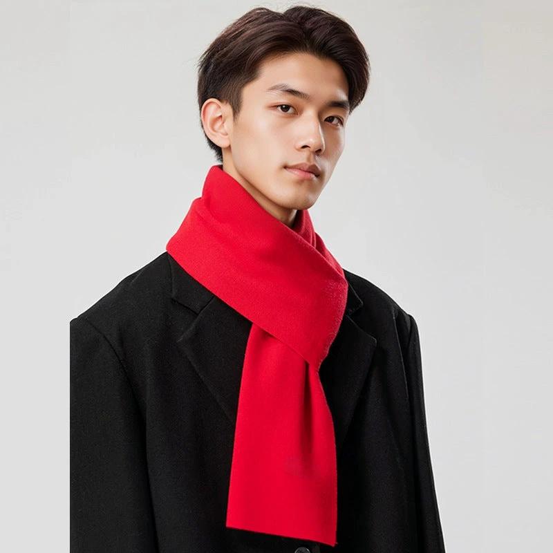 Solid-color Versatile Knitted Wool Scarf For Men