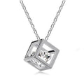 Three-dimensional Love Cube Crystal Zircon Square Necklaces