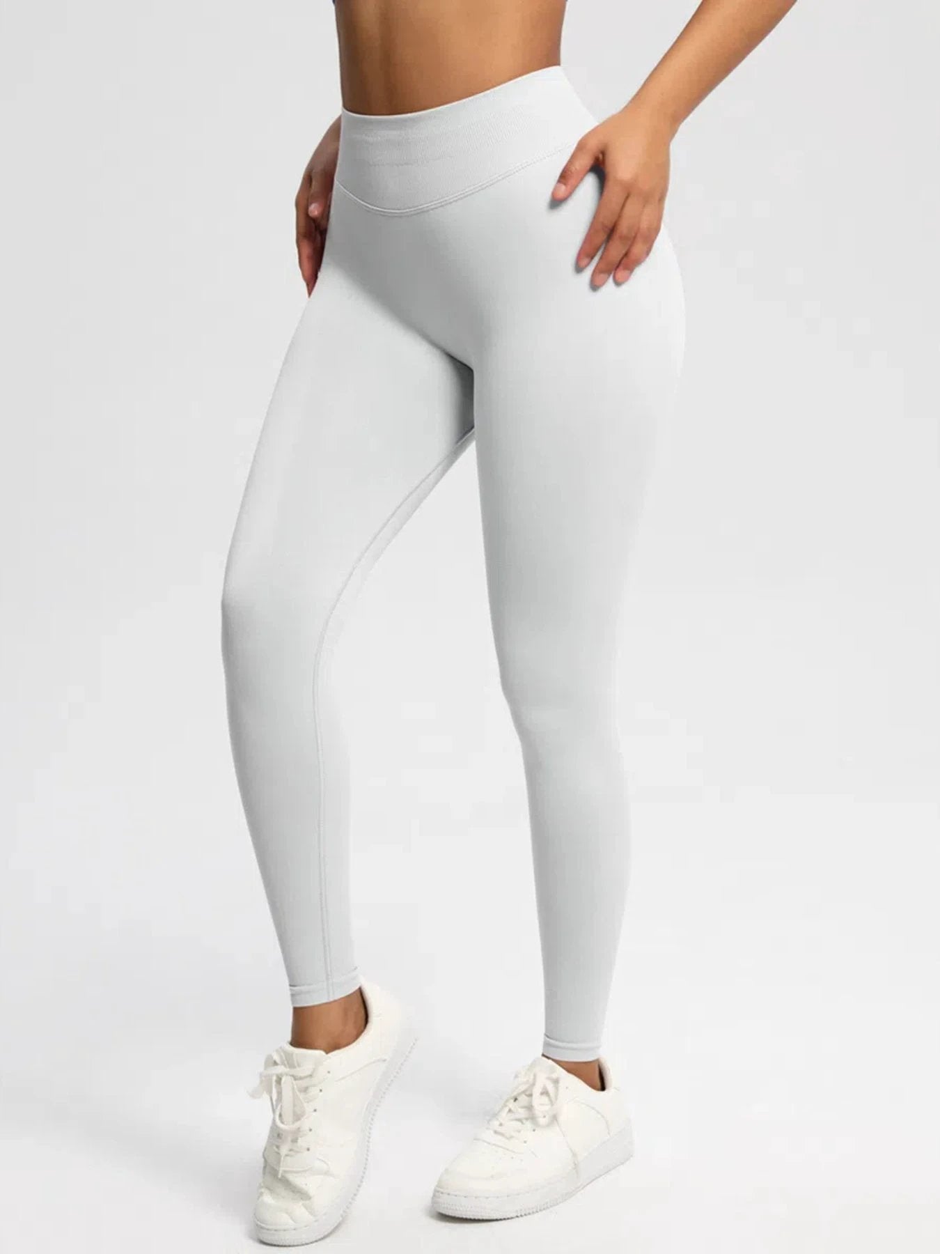 Sexy High Elastic Women's Solid Tights High Waist Workout Yoga Leggings, Scrunch Butt Lifting Elastic Pants, Tummy Control Butt Lifting Workout Yoga Athletic Pants